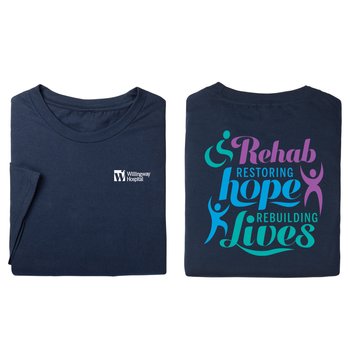 Rehab Restoring Hope Rebuilding Lives 2 Sided Short Sleeve T-Shirt from Positive Promotions