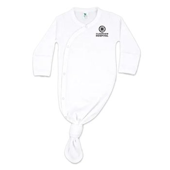 Laughing Giraffe® Infant Long-Sleeved Kimono Knotted Gown With Mittens - White - Silkscreened Personalization Available from Positive Promotions