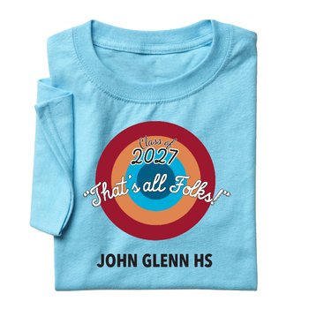 Class of 2027: That's All Folks! Gildan® Adult/Unisex Heavy Cotton T-Shirt: Premium Colors - Silkscreened Personalization Available from Positive Promotions