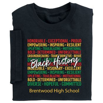 Black History Words Youth Short-Sleeved T-Shirt - Silkscreened Personalization Available from Positive Promotions
