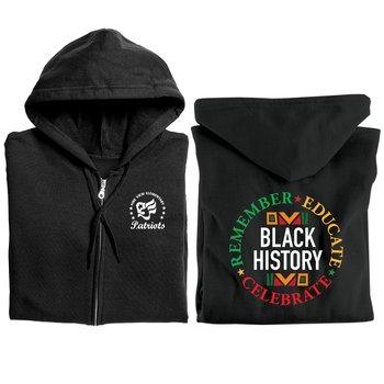 Black History: Remember, Educate, Celebrate Gildan® Unisex Heavy Blend Full-Zip Sweatshirt - Silkscreened Personalization Available from Positive Promotions