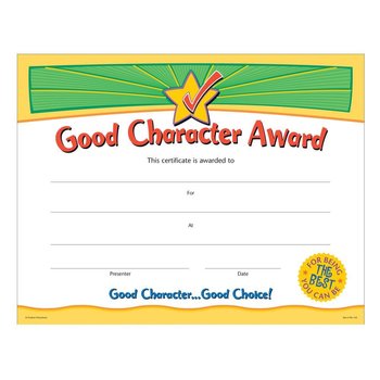 Good Character Award Gold Foil-Stamped Certificates - Pack of 25 from Positive Promotions