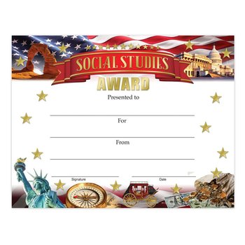 Social Studies Award Gold Foil-Stamped Certificates - Pack of 25 from Positive Promotions