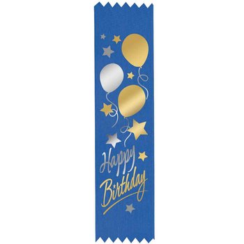 Happy Birthday Balloons Design Two-Color Satin Ribbons - Pack of 25 from Positive Promotions
