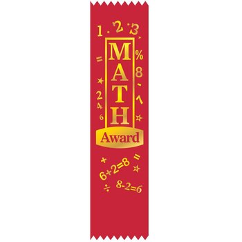 Math Award Red Gold Foil-Stamped Satin Ribbons - Pack of 25 from Positive Promotions