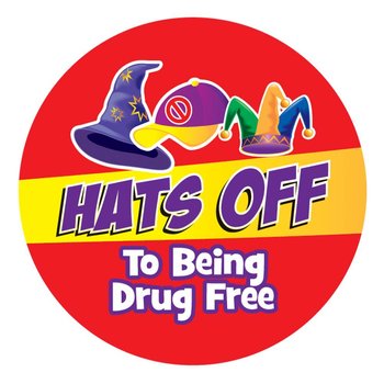 Hats Off to Being Drug Free Theme Day Stickers - Roll of 200 from Positive Promotions