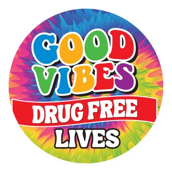 Good Vibes, Drug-Free Lives Theme Day Stickers - Roll of 200 from Positive Promotions