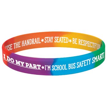 I Do My Part; I'm School Bus Safety Smart 2-Sided Silicone Bracelet - Pack of 10 from Positive Promotions