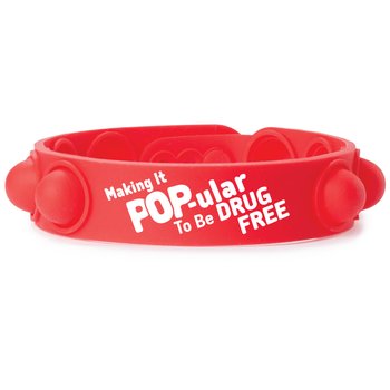 Making It POP-ular To Be Drug Free Push-Pop Stress Reliever Silicone Bracelet - Pack of 25 from Positive Promotions