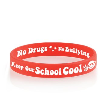 Keep Our School Cool 2-Sided Silicone Awareness Bracelet - Pack of 25 from Positive Promotions