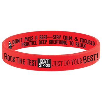 Rock the Test: Don't Stress; Just Do Your Best! Glow-in-the-Dark 2-Sided Silicone Bracelet - Pack of 10 from Positive Promotions