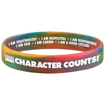 CHARACTER COUNTS!® 2-Sided Rainbow Silicone Bracelet - Pack of 10 from Positive Promotions
