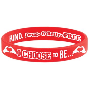 I Choose to Be Kind, Drug & Bully Free 2-Sided Silicone Awareness Bracelet - Pack of 25 from Positive Promotions