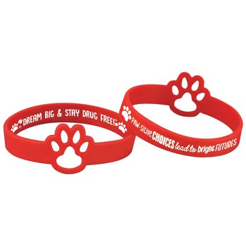 Paw-sitive Choices Lead to Bright Futures Die-Cut 2-Sided Silicone Bracelet - Pack of 25 from Positive Promotions