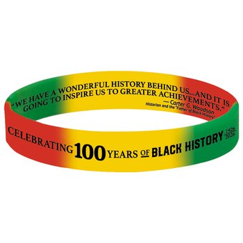 Celebrating 100 Years of Black History: 1926-2026 2-Sided Silicone Bracelet - Pack of 10 from Positive Promotions