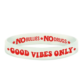 Good Vibes Only: No Bullies, No Drugs Glow-In-The-Dark 2-Sided Silicone Bracelet - Pack of 25 from Positive Promotions