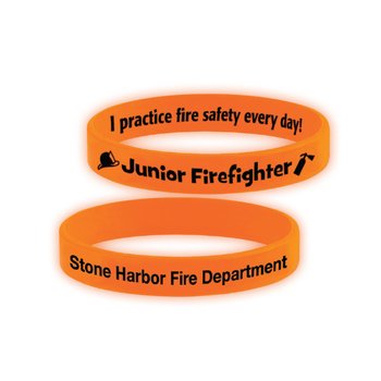 Junior Firefighter Glow-in-the-Dark Silicone Bracelet - One-Color Personalization Available from Positive Promotions