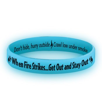 When Fire Strikes...Get Out And Stay Out Glow-in-the-Dark Silicone Bracelet - One-Color Personalization Available from Positive Promotions