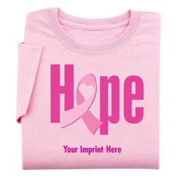 Pink Hope Women's Cut Breast Cancer Awareness Cotton T-Shirt - Personalization Available from Positive Promotions