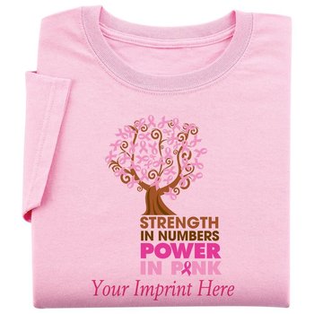 Pink Strength In Numbers Power In Pink Women's Cut T-Shirt - Personalization Available from Positive Promotions