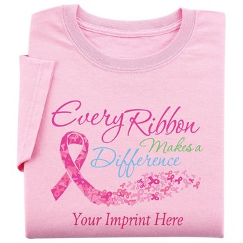 Every Ribbon Makes A Difference Women's Cut Awareness T-Shirt - Personalization Available from Positive Promotions