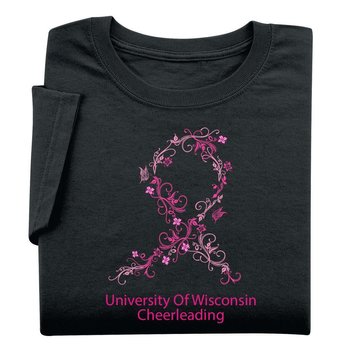 Pink Ribbon Vine Women's Cut Awareness T-Shirt - Personalization Available from Positive Promotions