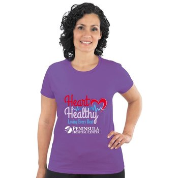 Heart Healthy Loving Every Beat Heart Health Awareness Women's T-Shirt - Personalization Available from Positive Promotions
