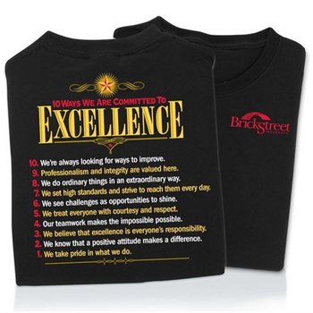 10 Ways We Are Committed To Excellence 2-Sided T-Shirt - Personalization Available from Positive Promotions