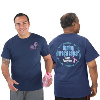 Husband, Brother, Father, Son Fighting Breast Cancer Takes Everyone Short-Sleeve Awareness T-Shirt from Positive Promotions