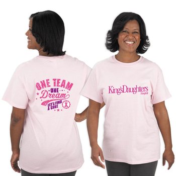 One Team One Dream Let's Find A Cure Awareness T-Shirt With Personalization from Positive Promotions