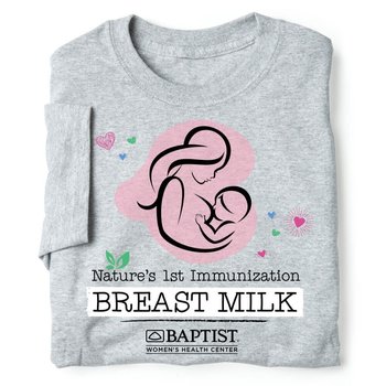 Nature's 1st Immunization: Breast Milk T-Shirt - Personalization Available from Positive Promotions