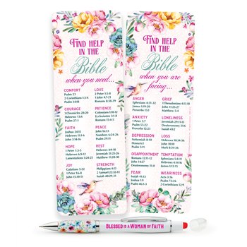 Find Help in the Bible Deluxe Bookmark & Women's Floral Grip Highlighter Pen Gift Set from Positive Promotions