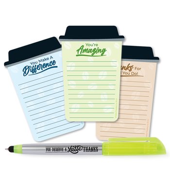 You Deserve a Latte Thanks Sticky Pads & Pen Gift Set from Positive Promotions