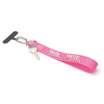 Check Yourself, Protect Yourself Never Lose Your Belongings Water-Repellent Wristband Key Chain & Phone Holder from Positive Promotions