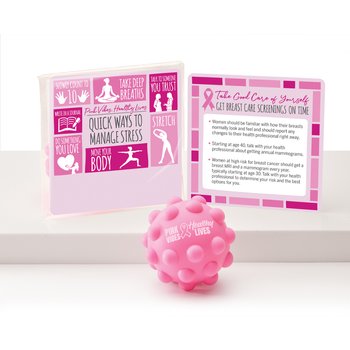 Pink Vibes, Healthy Lives Push-Pop Ball With Awareness Card from Positive Promotions