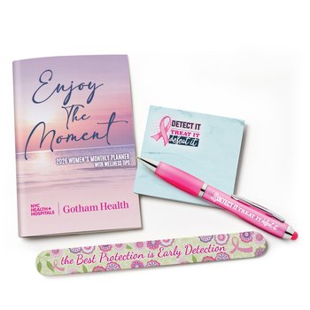 Deluxe Breast Cancer Awareness Kit - One-Color Personalization Available from Positive Promotions
