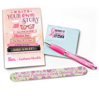 Deluxe 4-Piece Breast Cancer Awareness Kit - One-Color Personalization Available from Positive Promotions