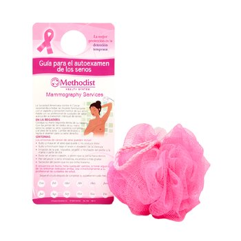 Shower Card (Bilingual) & Loofah Sponge 2-Piece Gift Set - One-Color Personalization Available from Positive Promotions