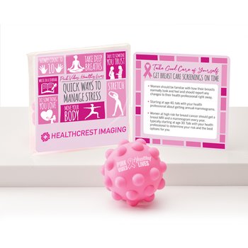 Pink Vibes, Healthy Lives Push-Pop Ball With Awareness Card - One-Color Personalization Available from Positive Promotions