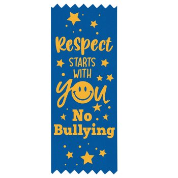 Respect Starts With You: No Bullying Two-Color Foil-Stamped Satin Award Ribbon - Pack of 25 from Positive Promotions