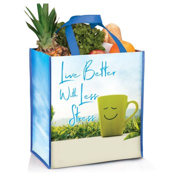 Live Better With Less Stress Non-Insulated Laminated Eco-Shopper Tote from Positive Promotions