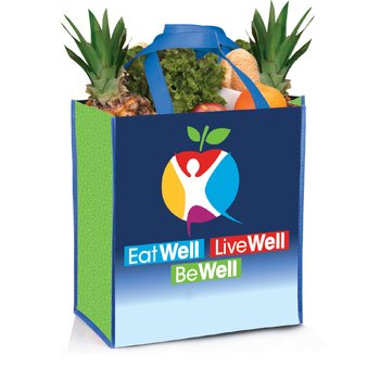 Eat Well, Live Well, Be Well Non-Insulated Laminated Eco-Shopper Tote from Positive Promotions