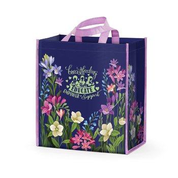 Breastfeeding: Educate, Empower, Support Floral Non-Woven Laminated Tote Bag from Positive Promotions