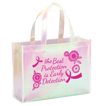 The Best Protection Is Early Detection Pearlescent Laminated Non-Woven Tote Bag from Positive Promotions