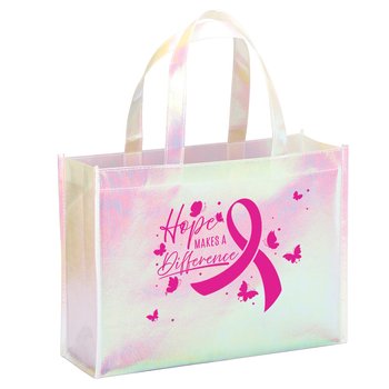 Hope Makes a Difference Pearlescent Laminated Non-Woven Tote Bag from Positive Promotions