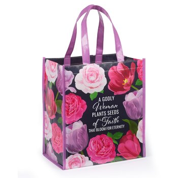A Godly Woman Plants Seeds of Faith That Bloom for Eternity Non-Woven Laminated Tote from Positive Promotions