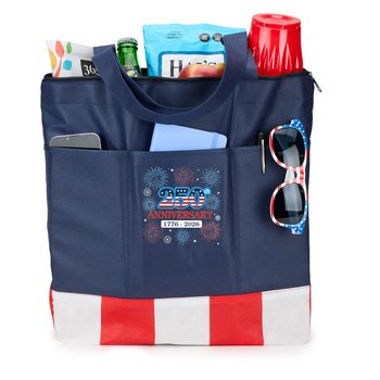 USA 250th Anniversary Fireworks Non-Woven Zippered Tote Bag from Positive Promotions
