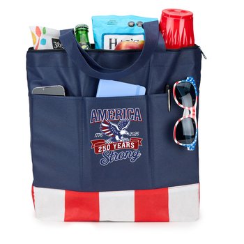USA 250th Anniversary Eagle Non-Woven Zippered Tote Bag from Positive Promotions