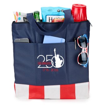 USA 250th Anniversary Statue of Liberty Non-Woven Zippered Tote Bag from Positive Promotions
