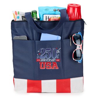 USA 250th Anniversary USA Non-Woven Zippered Tote Bag from Positive Promotions